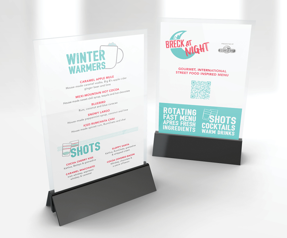 Breck at Night print menus Breck at Night print menus